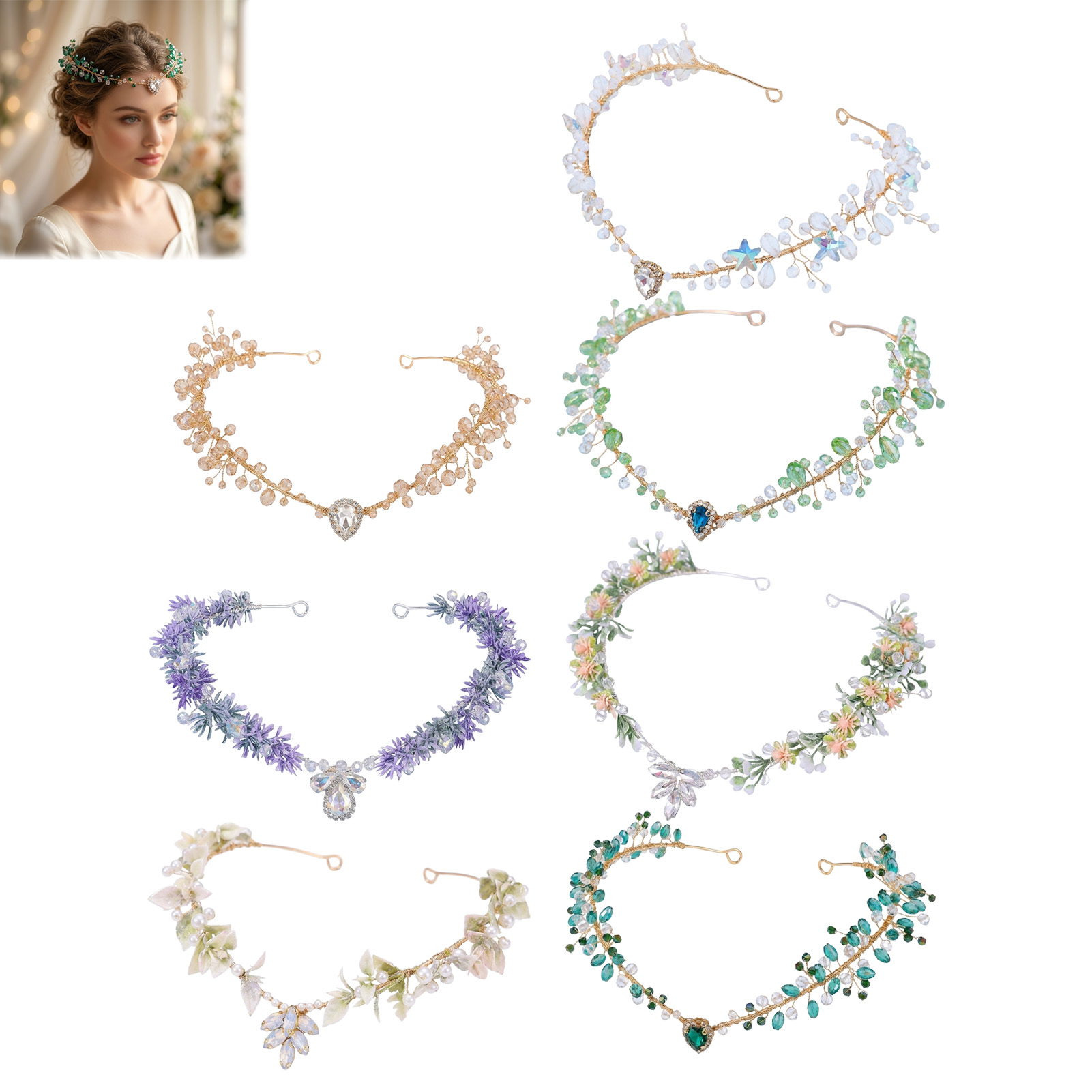 Event Party - Diadema nupcial triangular de cristal, tocado