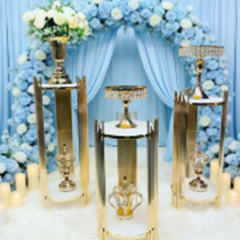Dessert Table Backdrop - Decoración de camino de metal dorado,