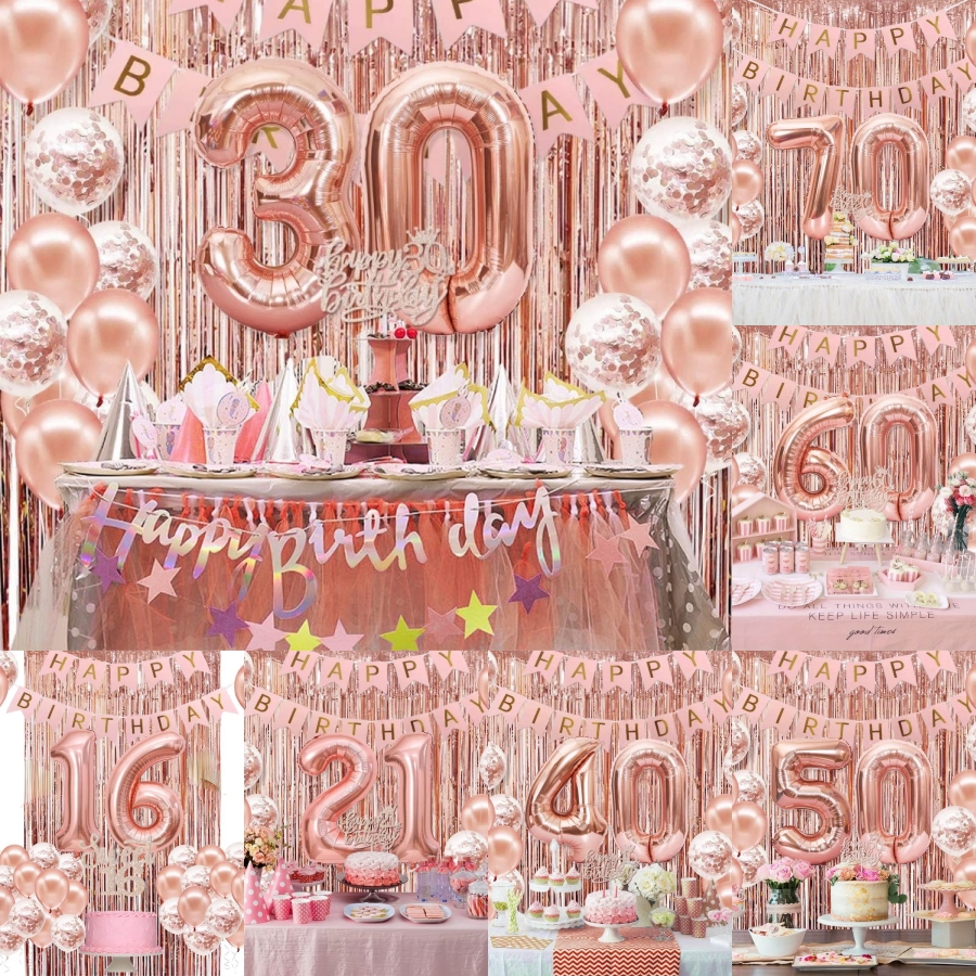 Party Banner Gold - Set de 58 Globos de Número