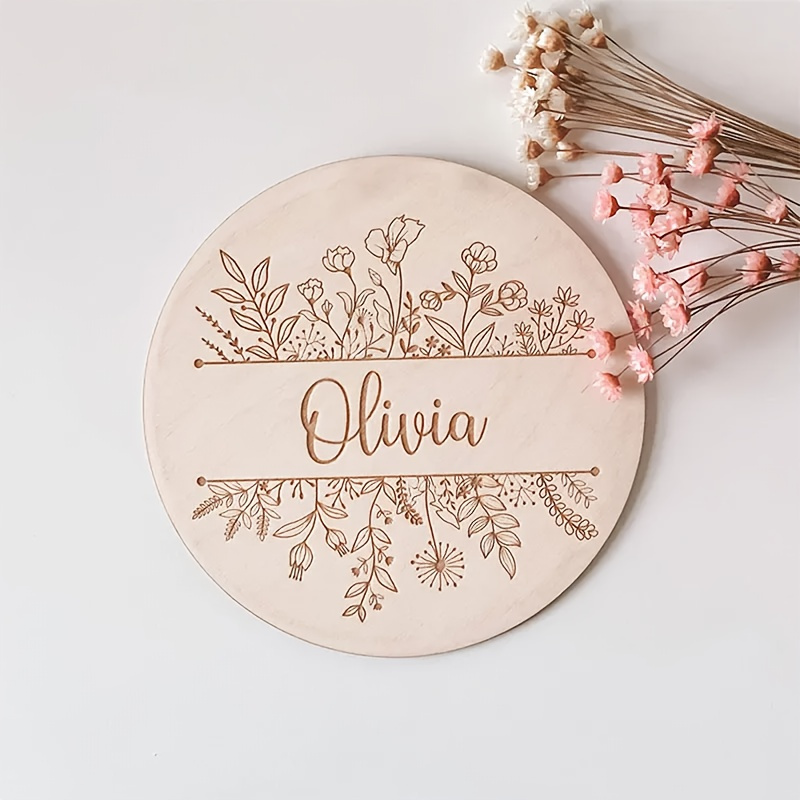 Eve Party - Placa con Nombre Grabado Floral Personalizada,