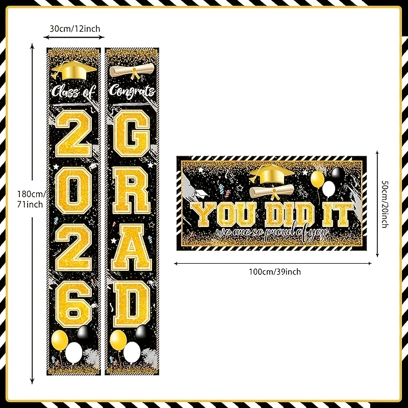 Party Banner Gold - Banderas de Graduación 2D de 3