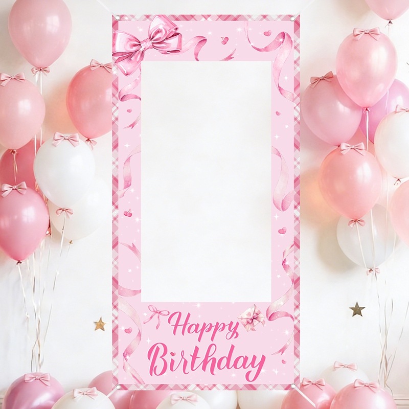 Photo Booth Frame - Marco para Fotos con Lazo Rosa,