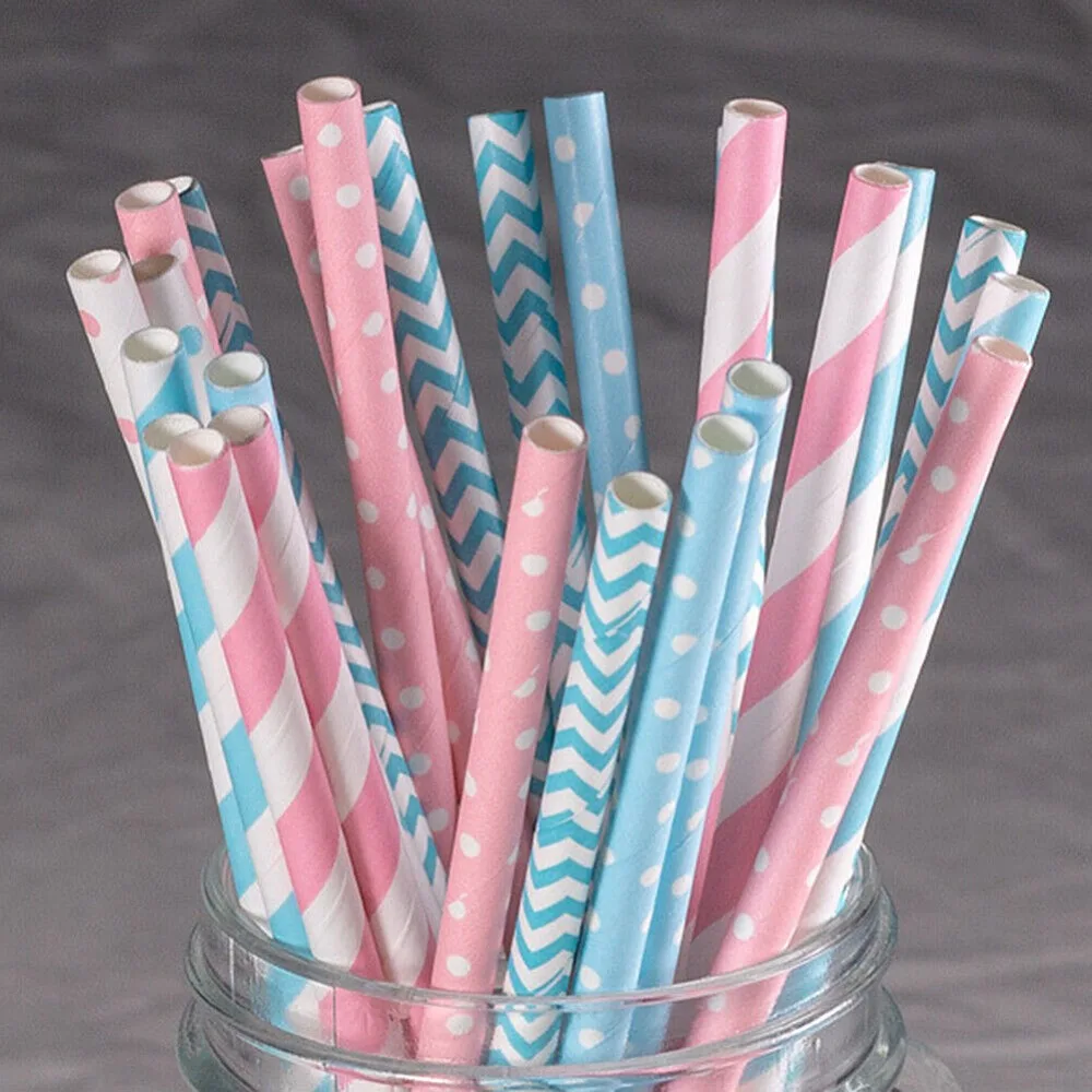 Paper Straw Color - 100 pajitas de papel empaquetadas a