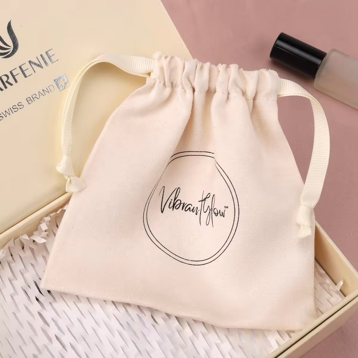 Cotton Candy Cone - Bolsa con cordón de algodón Beige