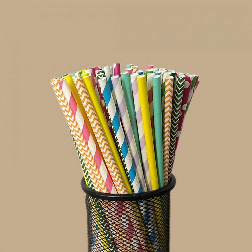 Paper Straw Color - 100 piezas de pajitas desechables con