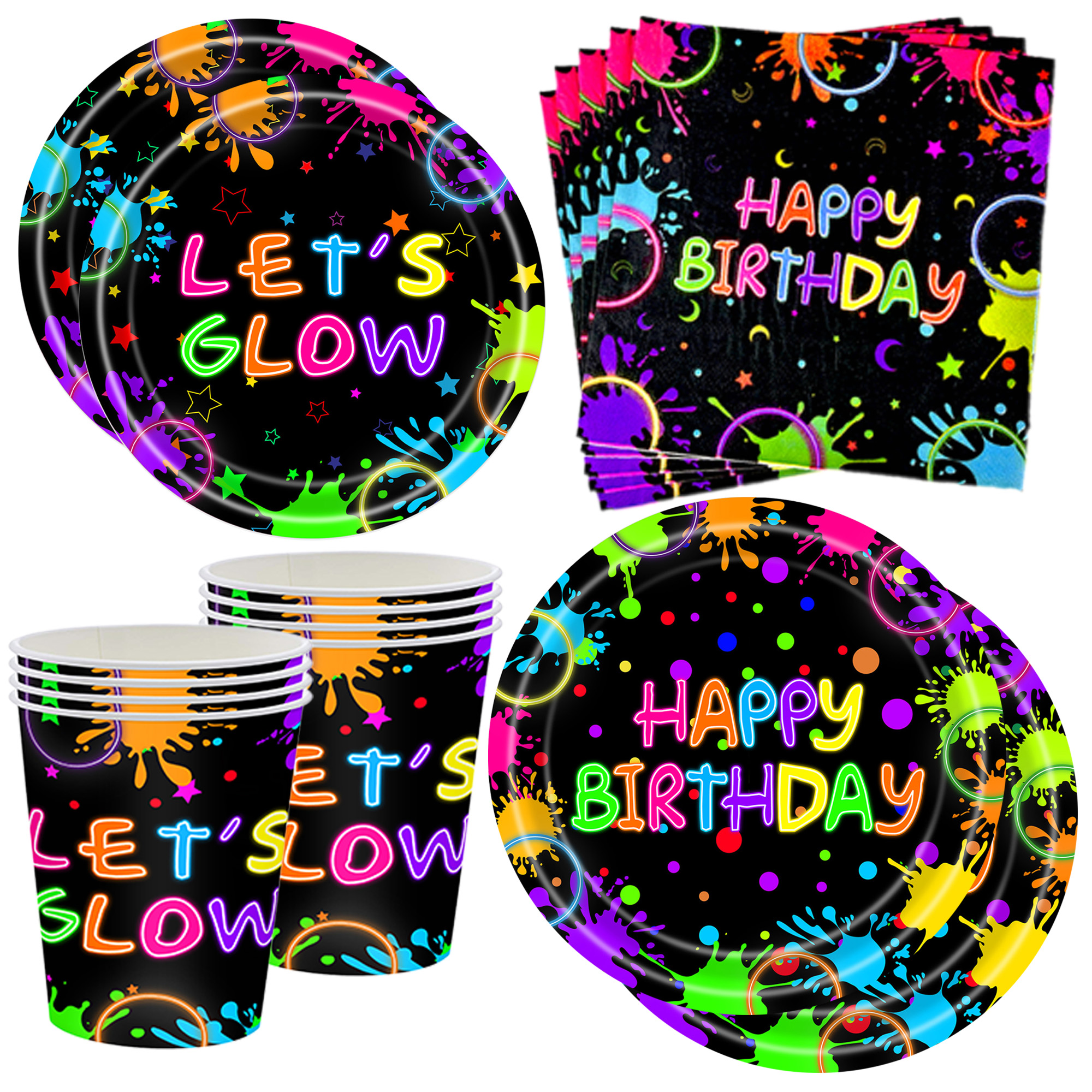 Let'S Party Event Supply - Suministros de fiesta de neón, plato