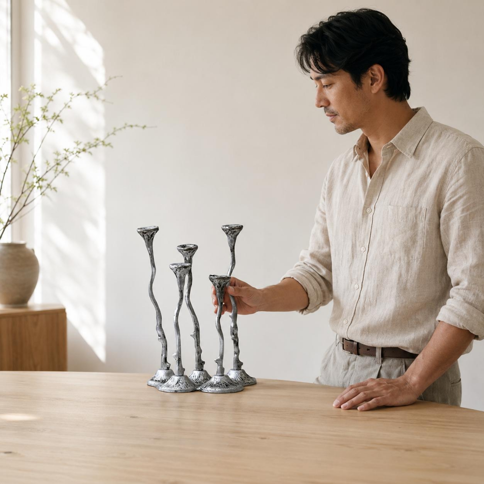 Centerpiece Stick - Candelabro Decorativo de Aluminio Fundido, Candelabro