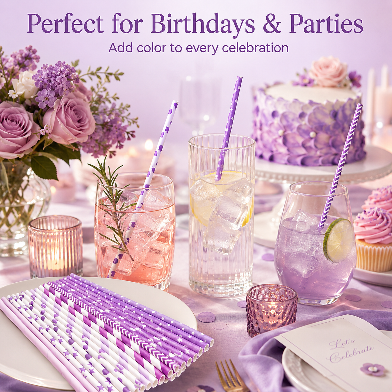 Paper Straw Color - 25 Pajitas de Papel con Diseños