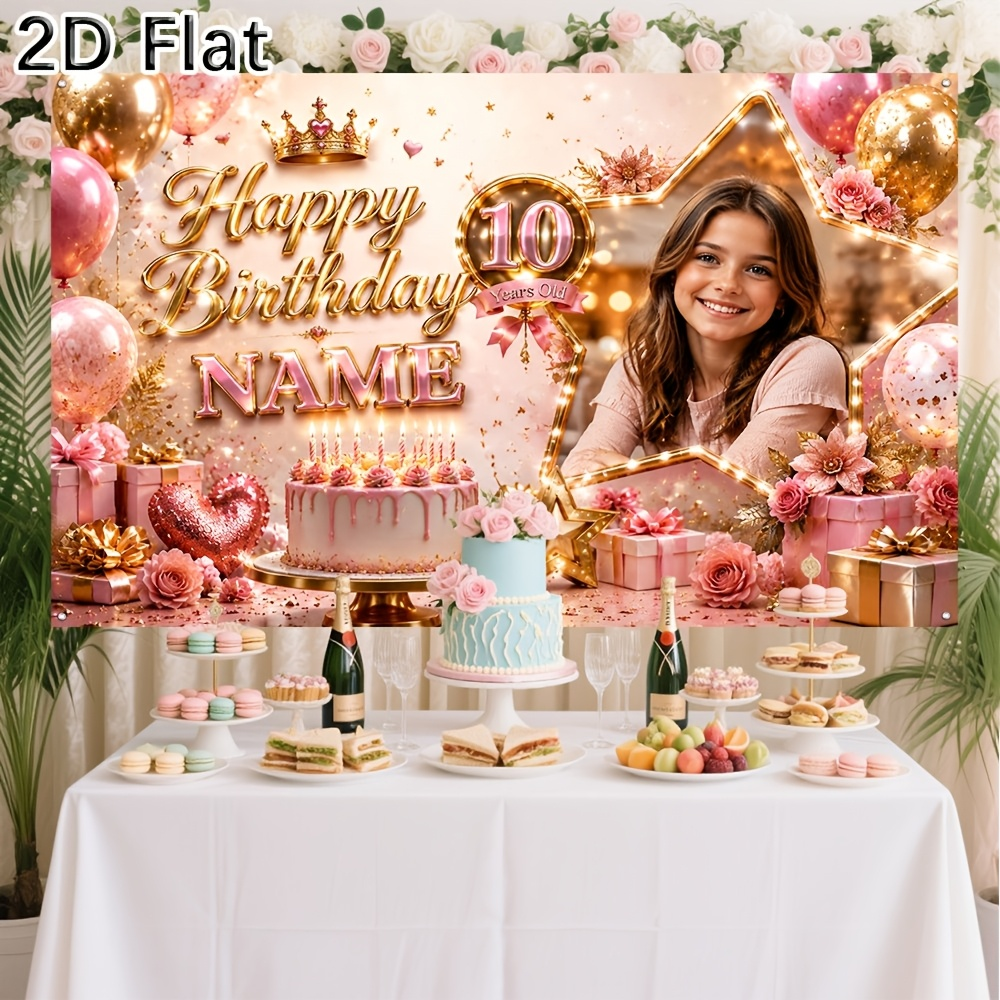 Party Banner Gold - 1 Pieza de Fondo Personalizado en