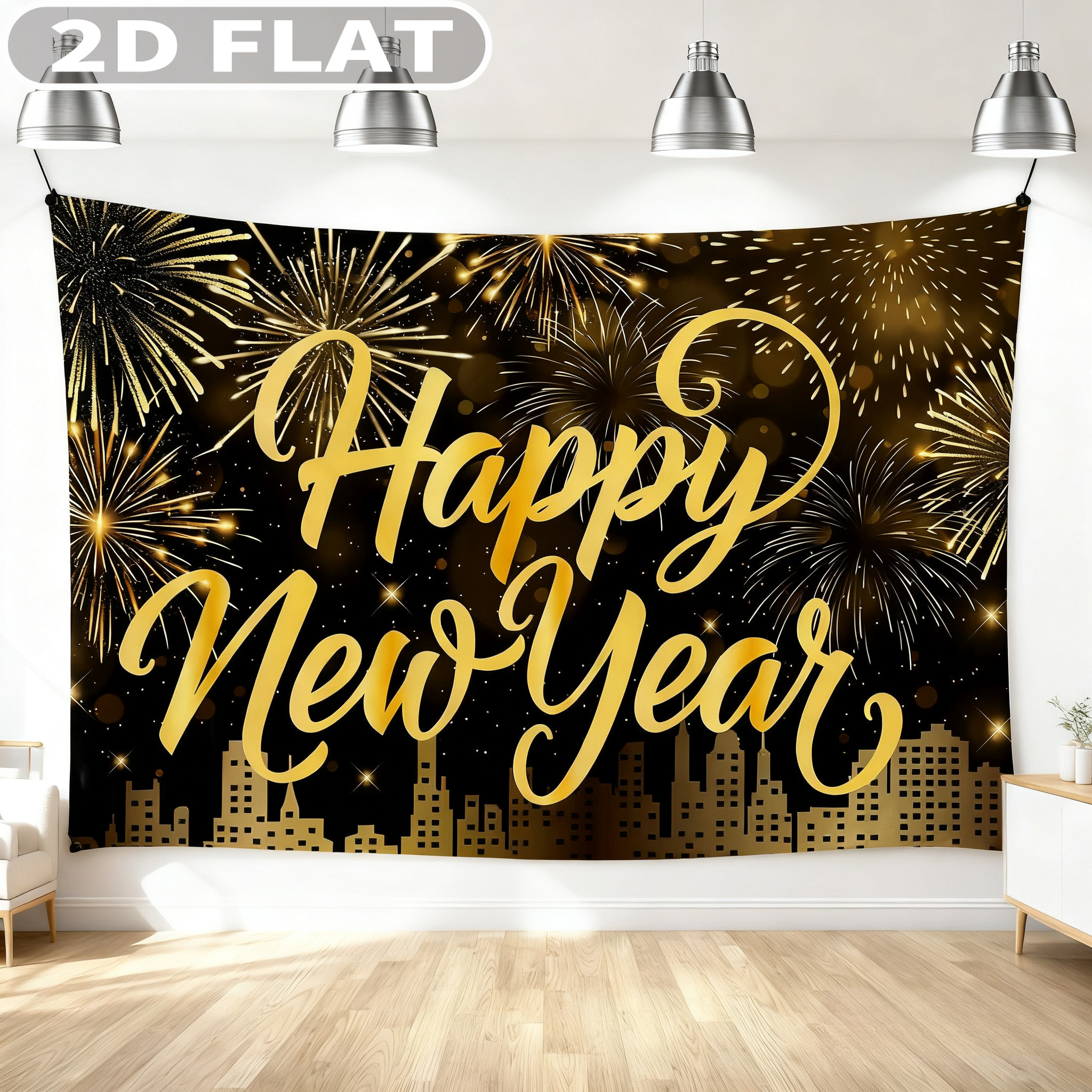 Party Banner Gold - 1 pancarta de accesorios para fotomatón