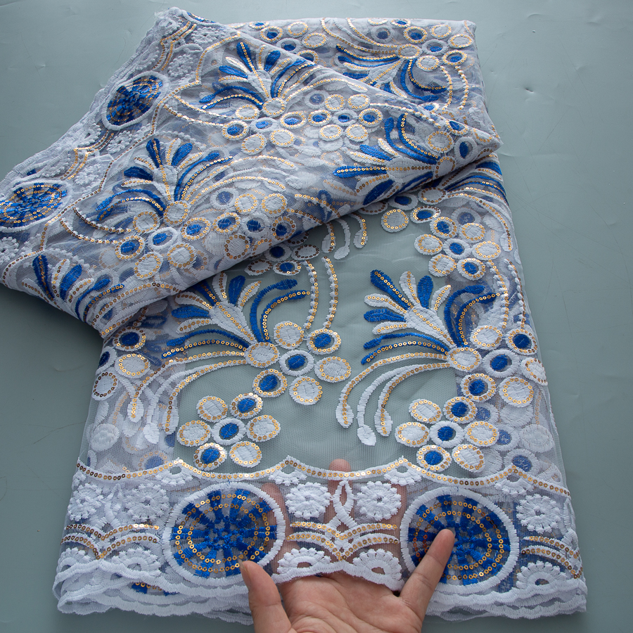 Glitter Tablecloth - Tela de encaje africano azul 2025,