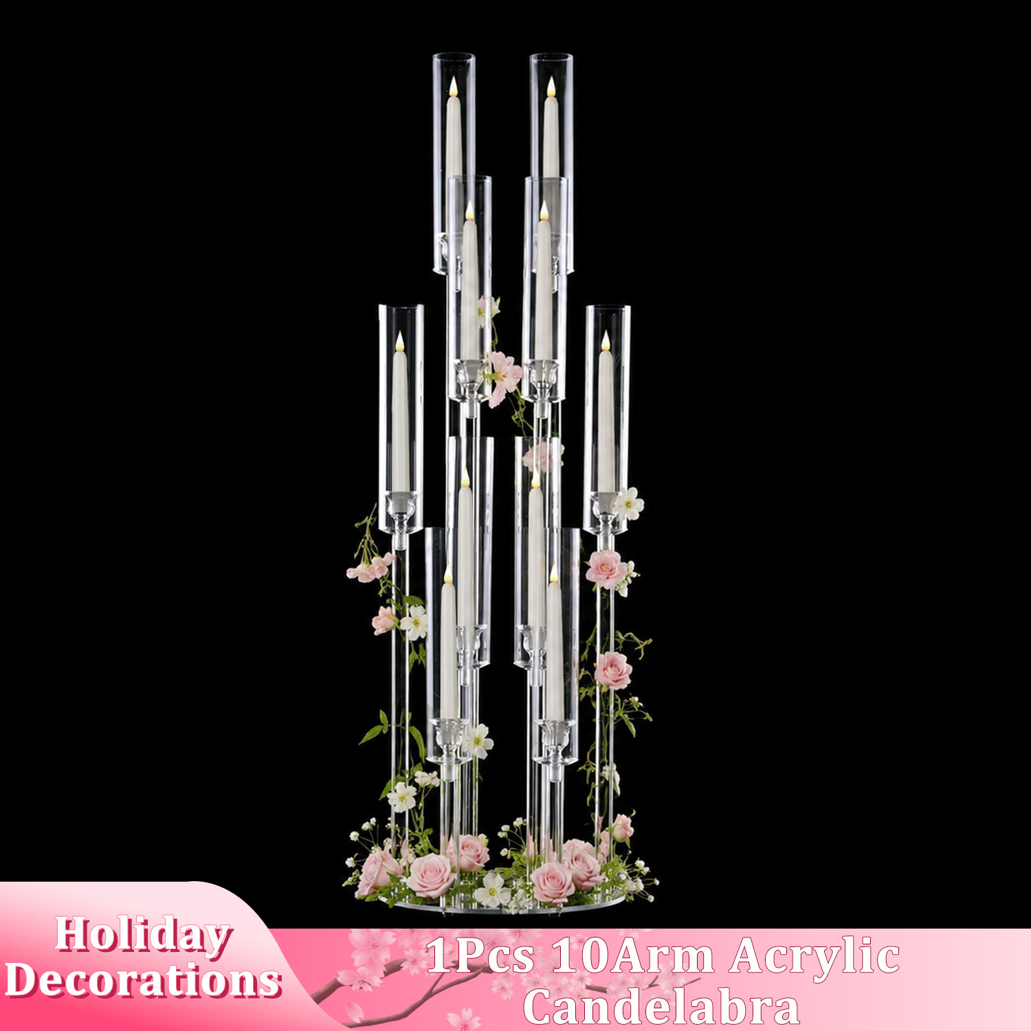 Centerpiece Stick - Candelabros Acrílicos de 10 Brazos, Centro