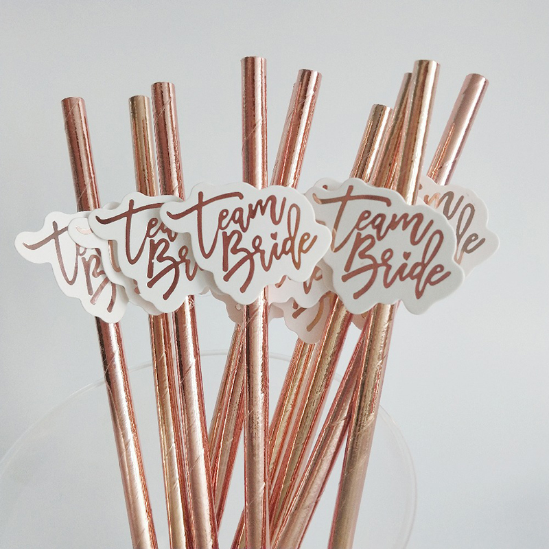 Paper Straw Color - Pajita de oro rosa para decoración