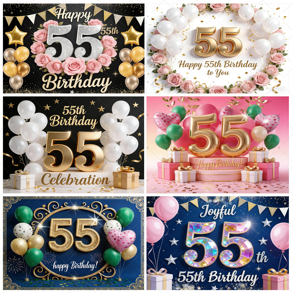 Party Banner Gold - Suministros de fondo de feliz 55