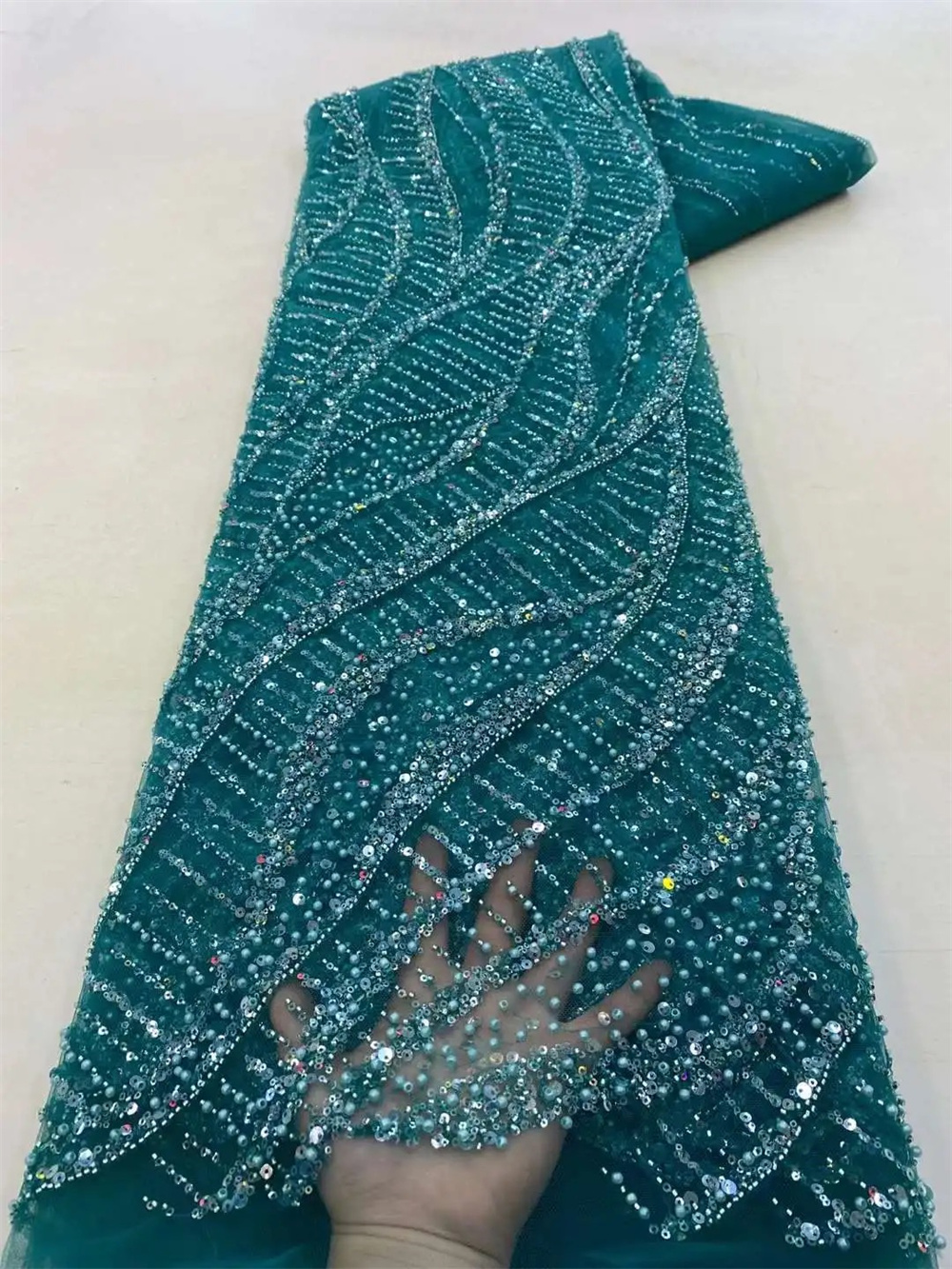 Glitter Tablecloth - Tela de encaje con cuentas de
