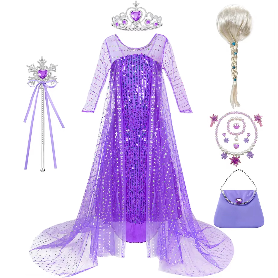 Glitter Tablecloth - Vestido Morado de Elsa para Halloween,