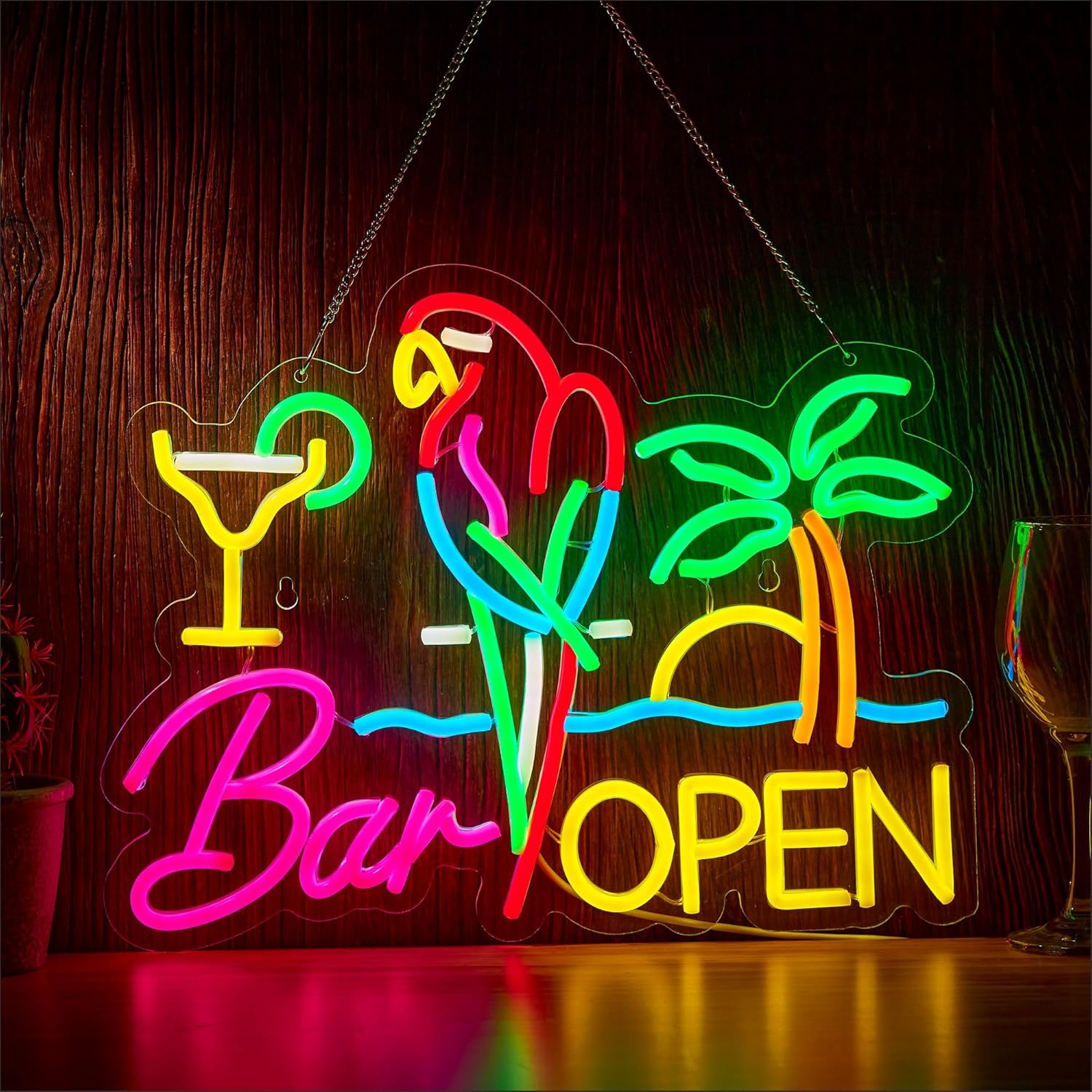 Neon Sign Party - Letrero Luminoso de Neón 'Bar Open',
