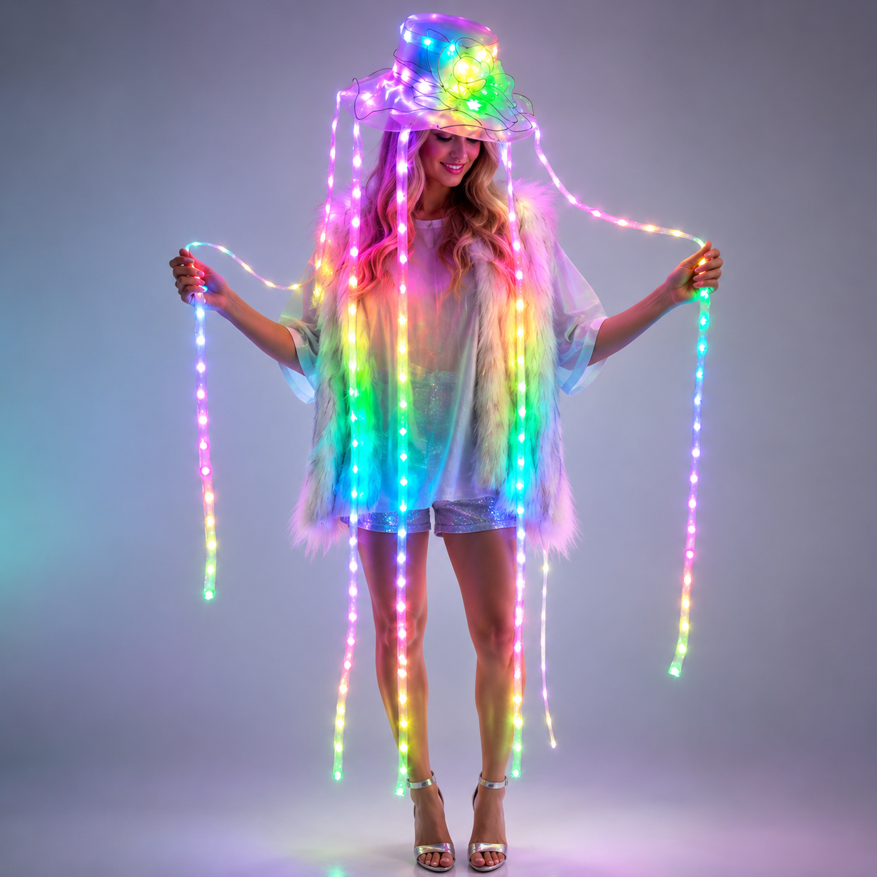 Event Party Dj - Sombrero de Medusa LED, Luminoso a