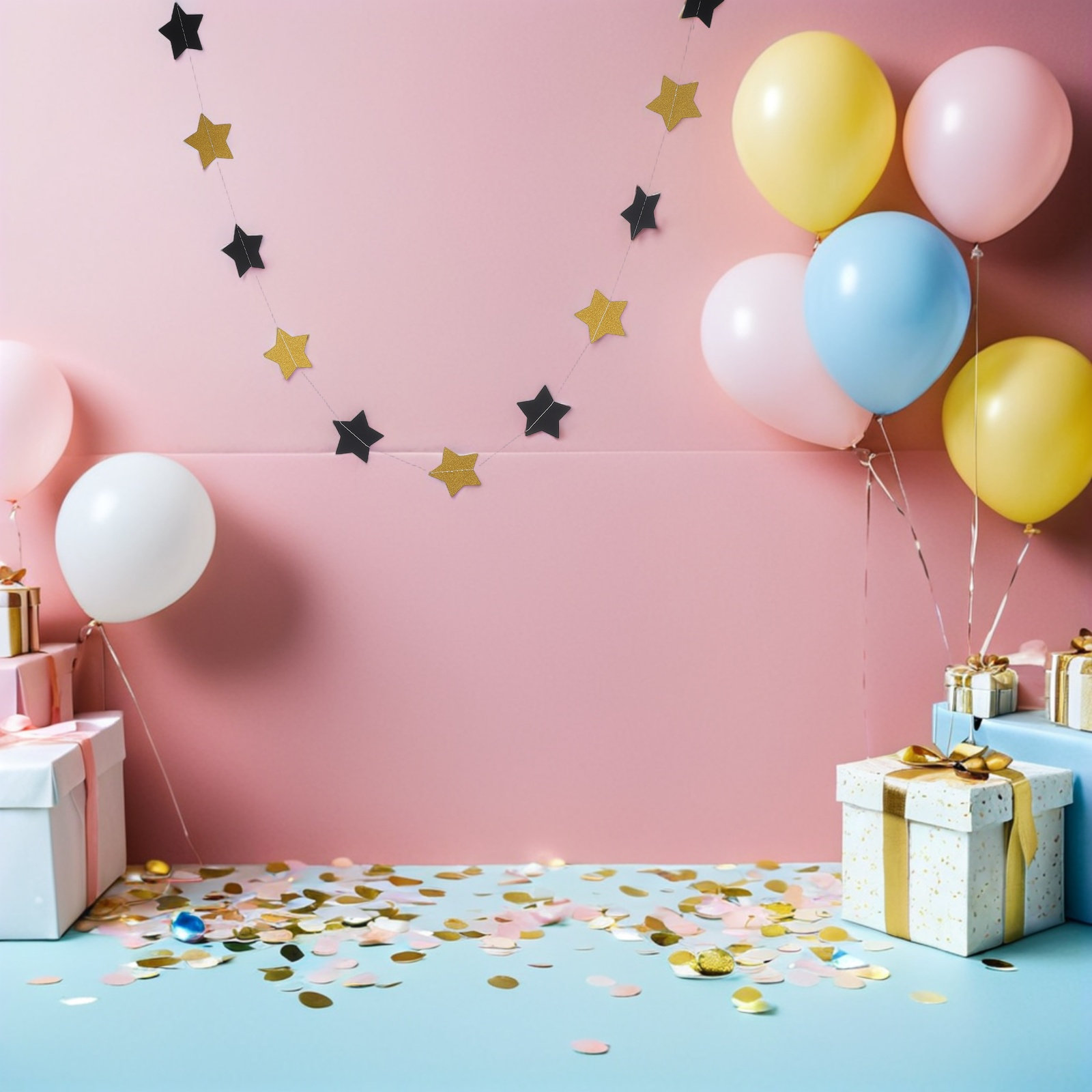 Party Banner Gold - Guirnalda de Estrellas Doradas (2 Piezas),