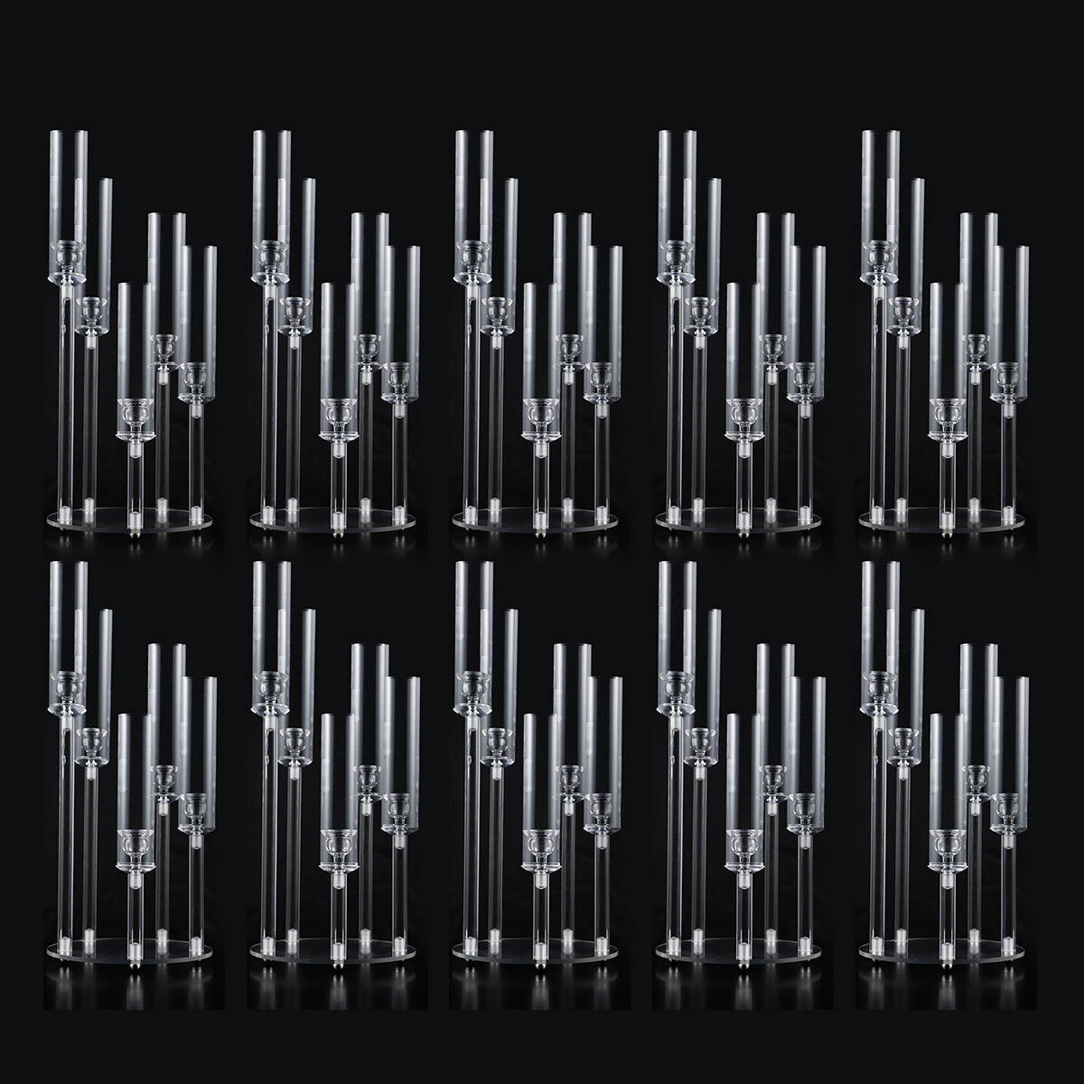 Centerpiece Stick - Candelabros Acrílicos Transparentes de 5 Brazos,