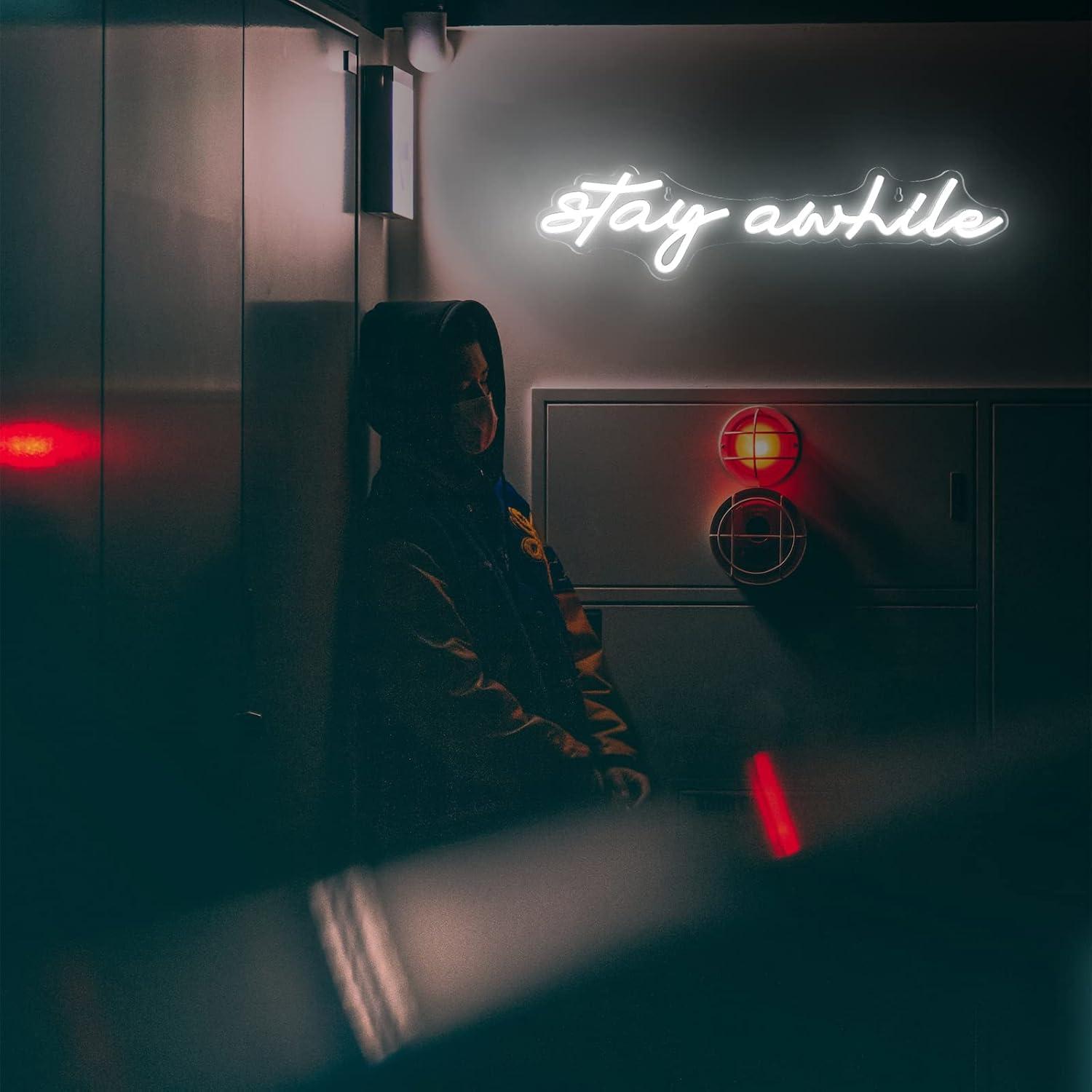 Letreros de Neón 'Stay Awhile' - Neon Sign Party reseña y precio