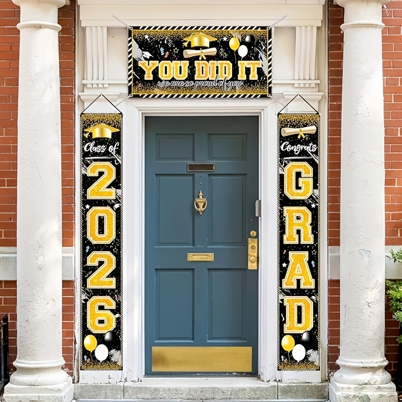 Banderas de Graduación 2D de 3 - Party Banner Gold reseña y precio