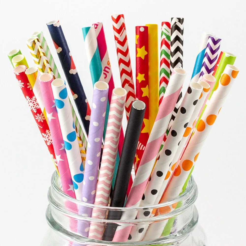 100 pajitas de papel empaqueta - Paper Straw Color reseña y precio