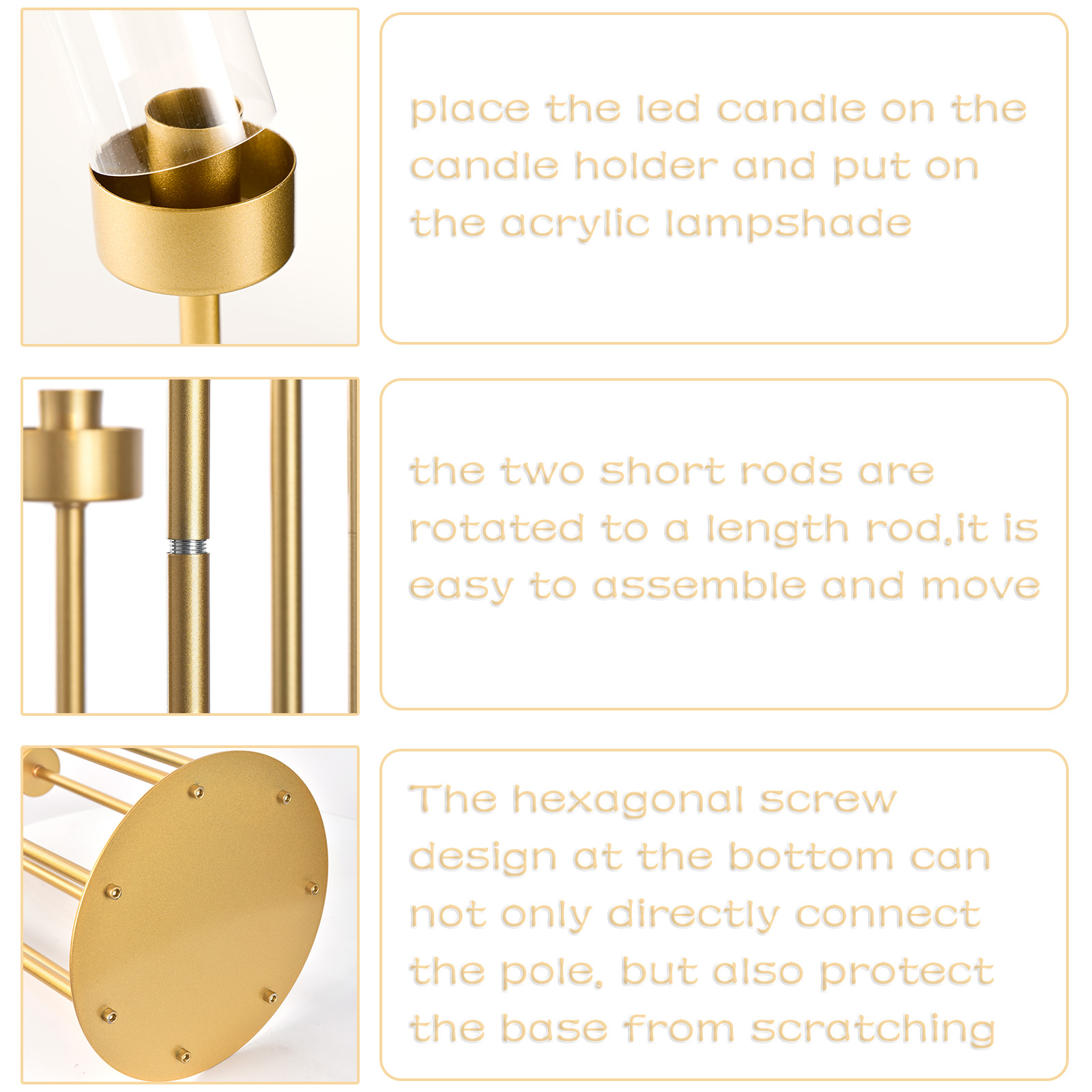 Juego de 4 Candelabros de Piso - Centerpiece Stick reseña y precio