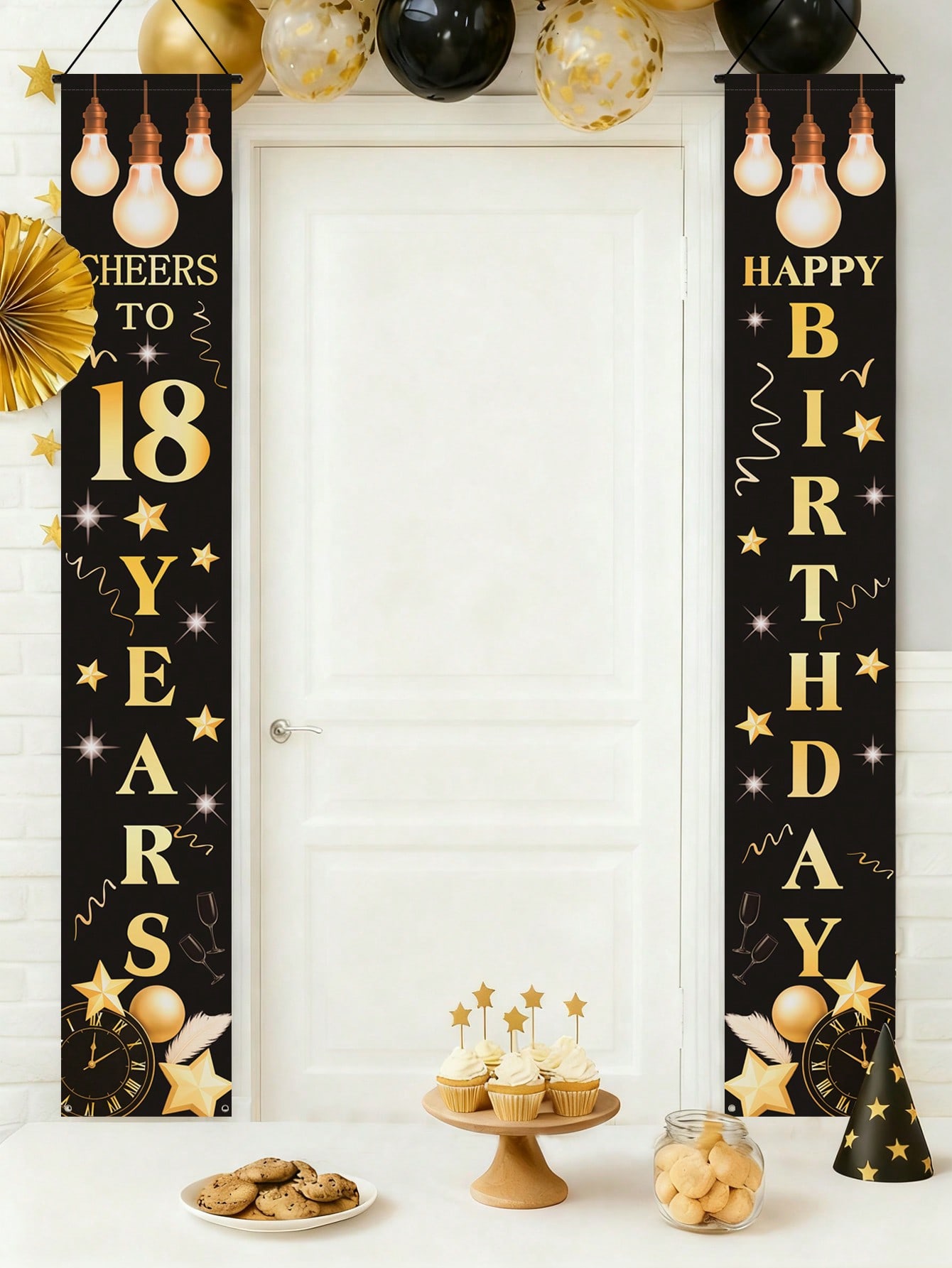 1 par de pancartas de celebrac - Party Banner Gold reseña y precio