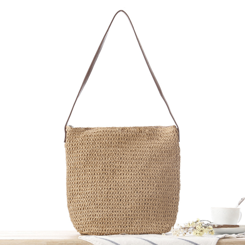 Bolso de Hombro de Paja Tejido - Paper Straw Color reseña y precio