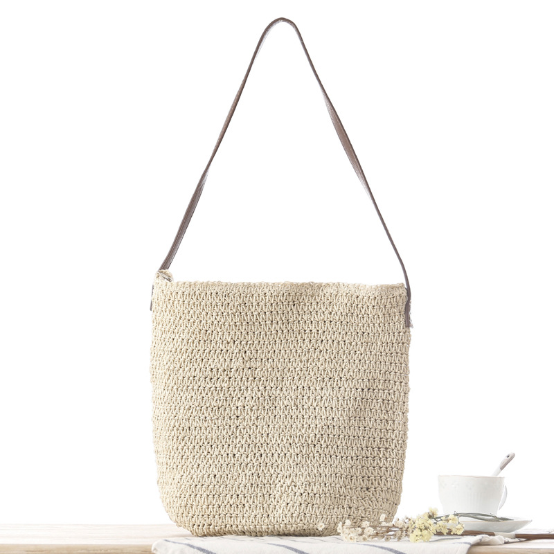Bolso de Hombro de Paja Tejido - Paper Straw Color reseña y precio
