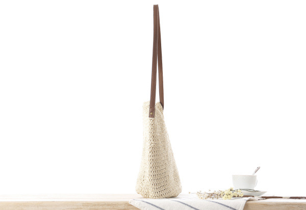 Bolso de Hombro de Paja Tejido - Paper Straw Color reseña y precio