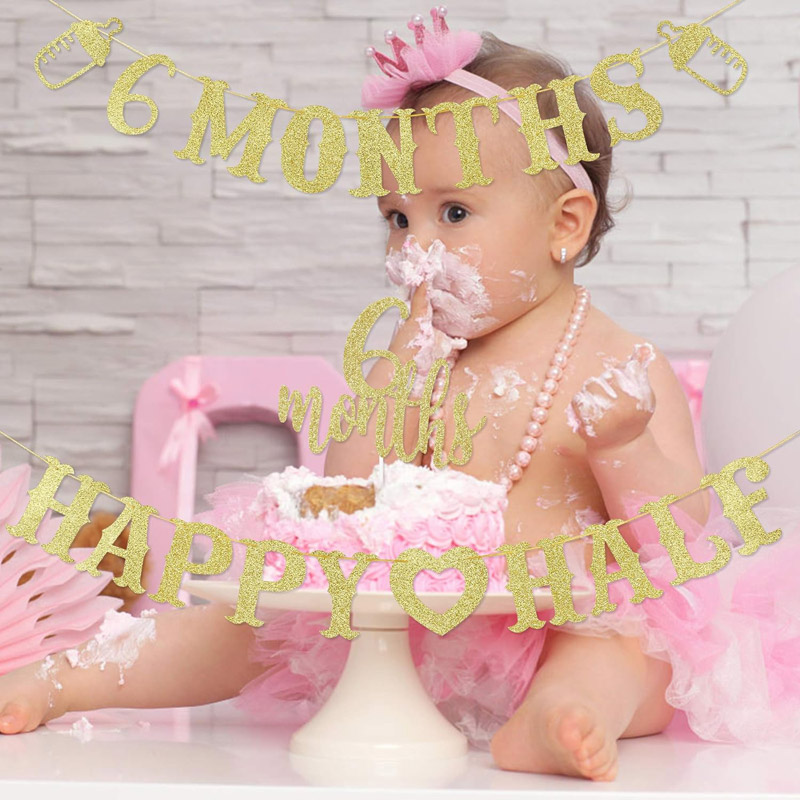 Banner de 6 Meses con Diseño d - Party Banner Gold reseña y precio