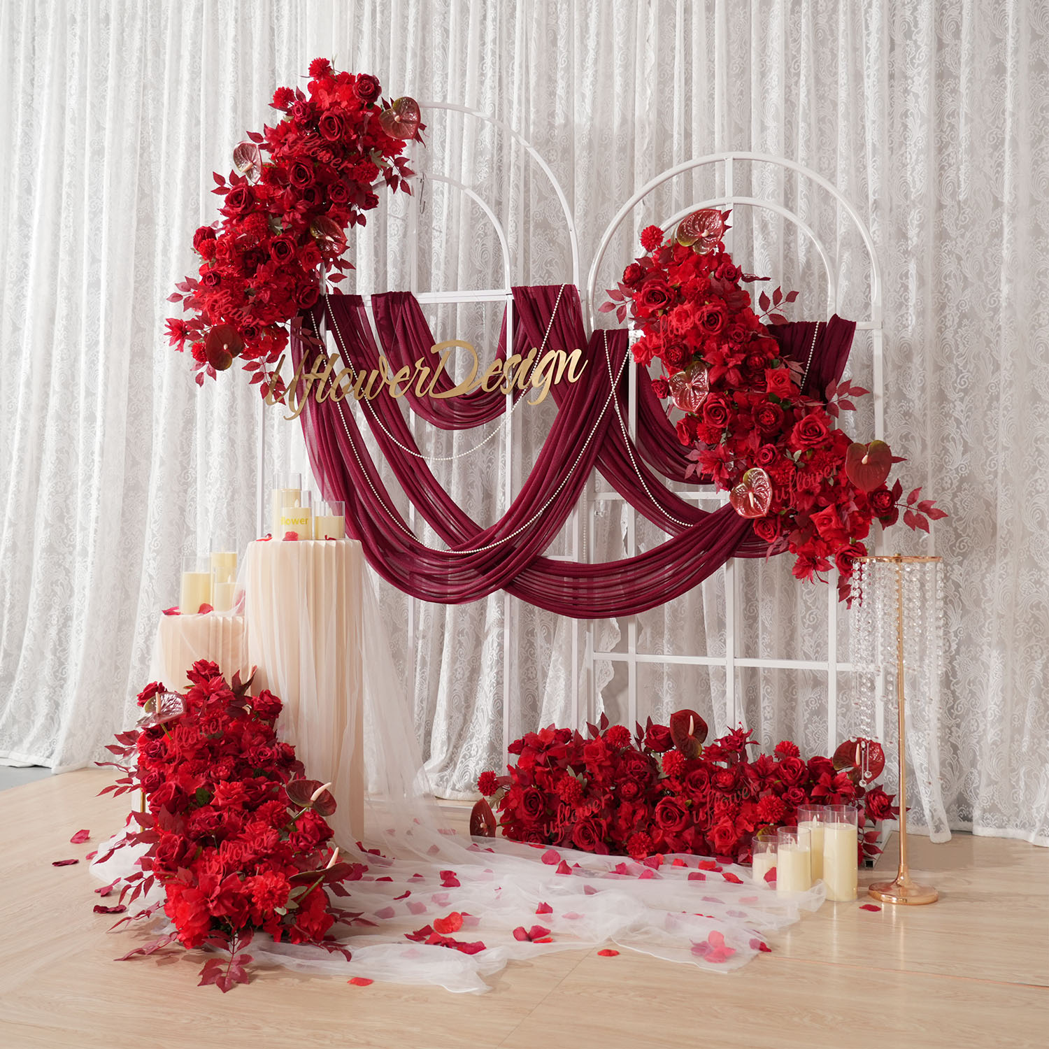 Uflower fila de flores rojas a - Flower Wall Panel reseña y precio