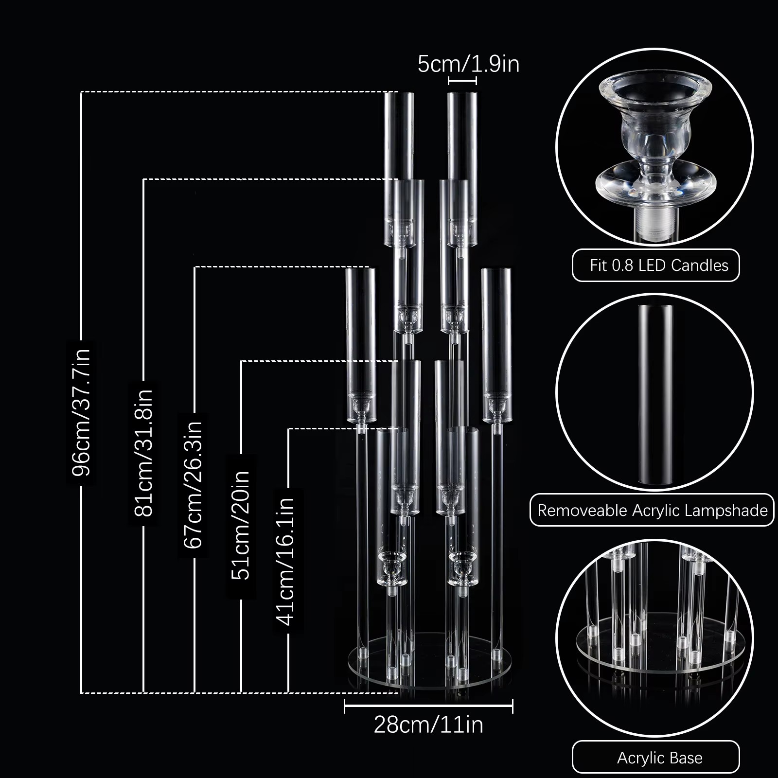 Candelabros Acrílicos de 10 Br - Centerpiece Stick reseña y precio