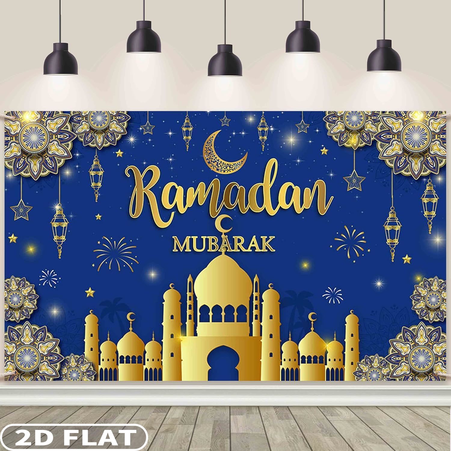 2D PLANO 1 pieza Ramadán Mubar - Party Banner Gold reseña y precio